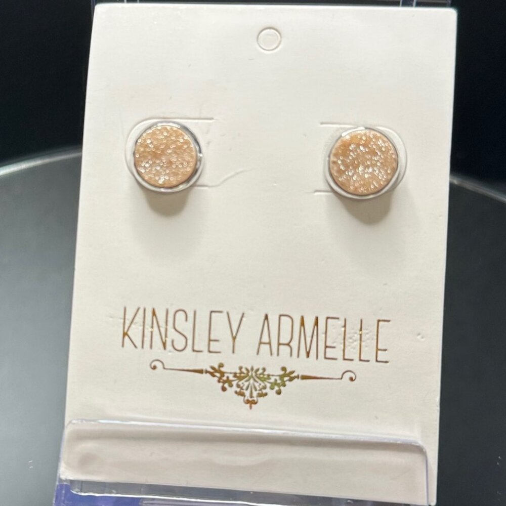 Kinsley Armelle Stone Collection Silver Amber Quartz Stud Earrings - NWT